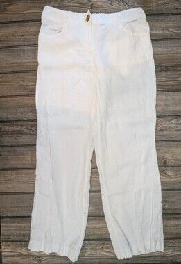 Chico's 100% Linen White Pull On Casual Pants Size 00 Regular U.S. Size X Small